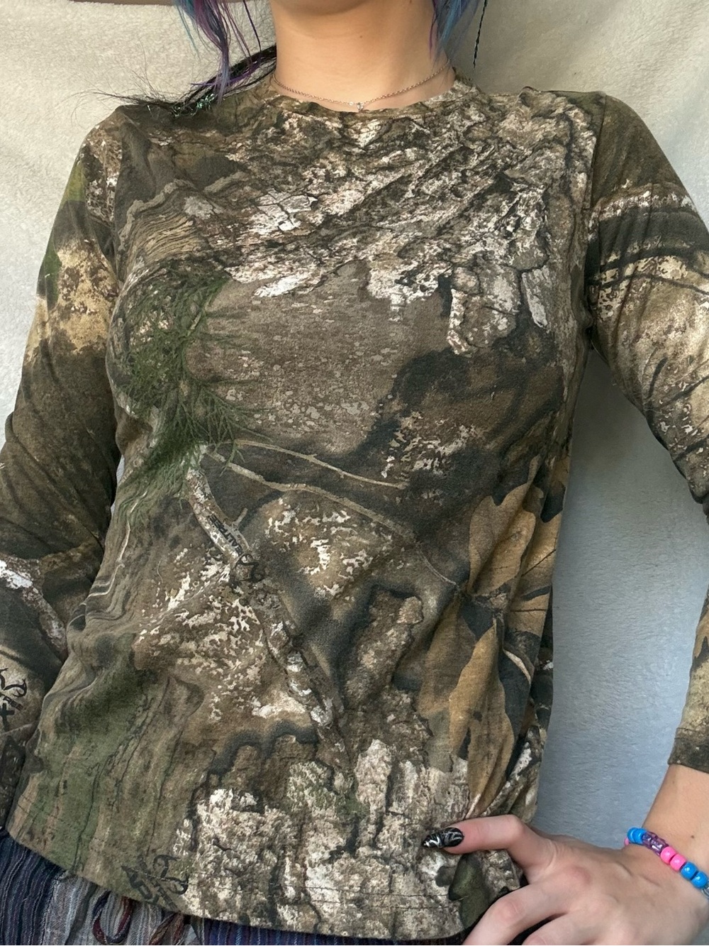Realtree Camo Crew Neck Tee in Brown and Green